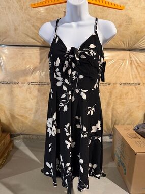 Black & White Floral Tie-Front Sundress